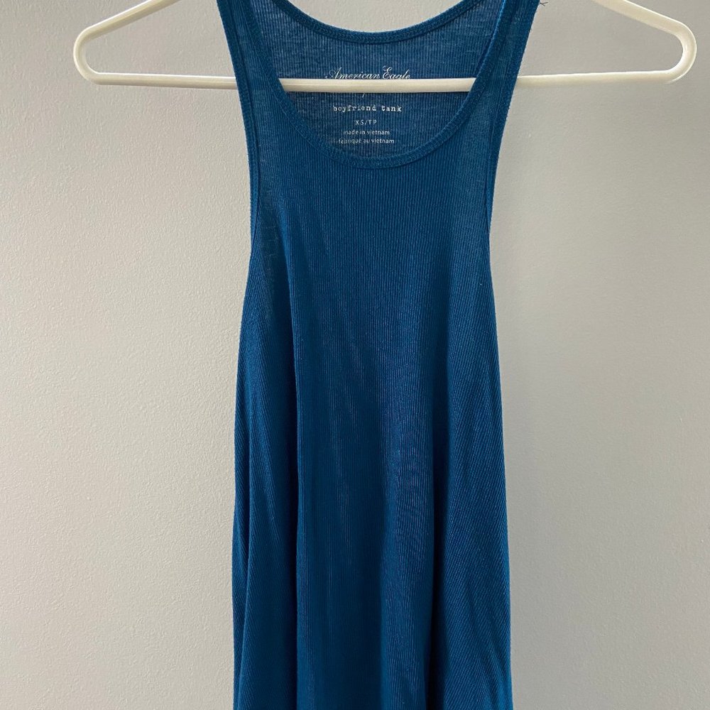 American Eagle blue boyfriend tank
